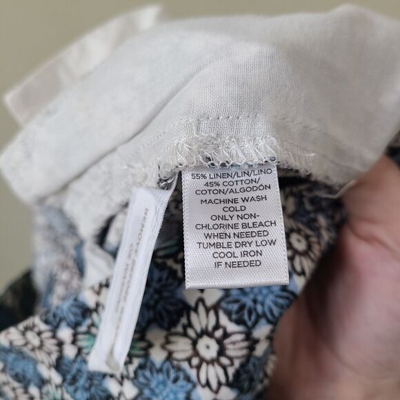 Loft Womens Floral Shorts Size 2 Blue White Summer Linen Blend Y2K Beachy - Picture 5 of 9